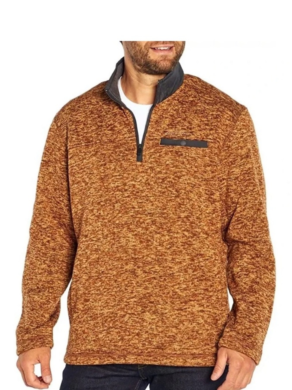 Eddie Bauer Mens Sweater Fleece Pullover Size S Rust Heather NWT - S